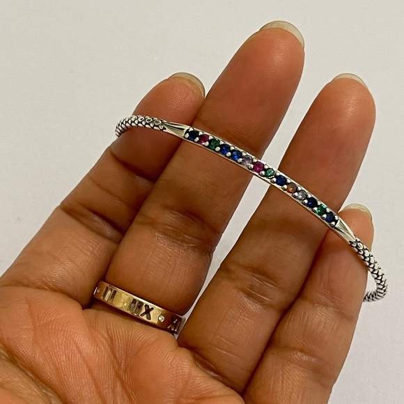 Solid Sterling Silver 925 Cuff Bangle Bracelet - Picture 7 of 13